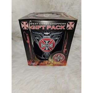 2006 West Coast Choppers WCC Trash Can Waste Basket Skull Wings Gift Basket NIB